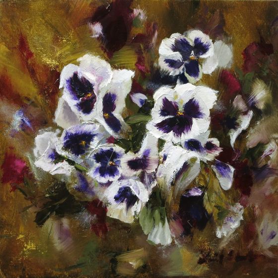 A Splash of White Pansies
