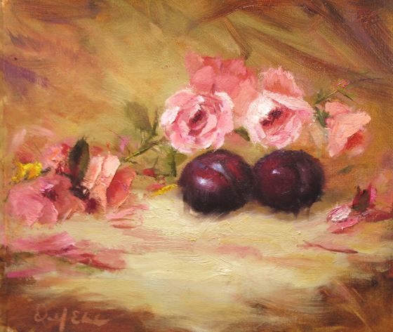 Plums and Flower